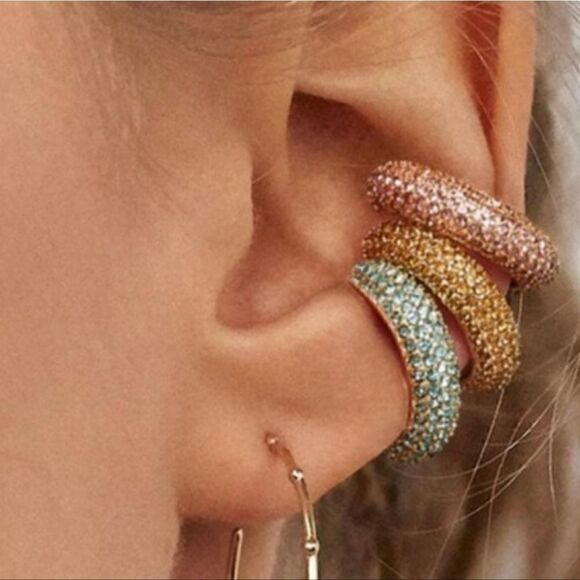 Rhinestone Ear Cuff Set Unique Shiny Decoration Retro Style Jewelry Exquisite - Picture 1 of 11